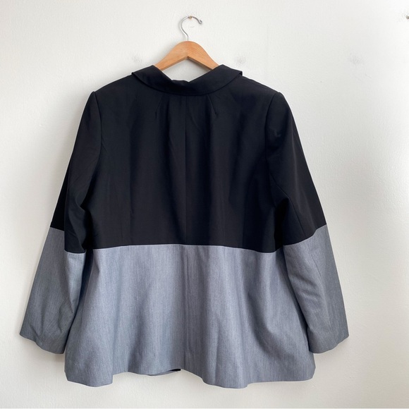 Eloquii Two Tone Colorblock Black Gray Suit Jacket Blazer Modern Plus Size 22 - Picture 8 of 9